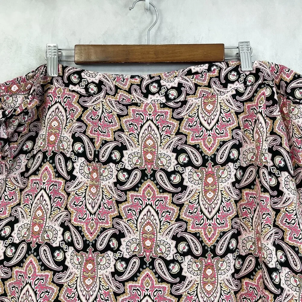 Maurices Womens 18W Wrap Skirt Pink Paisley Coastal Preppy‎ Brunch City Chic